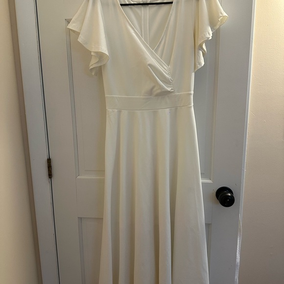 ELEGANT FLUTTER-SLEEVE DRESS 25S IN COTTON 265737